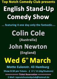 Top Notch Comedy Club presents: English Stand Up Comedy Show with John Newton and Colin Cole’s.