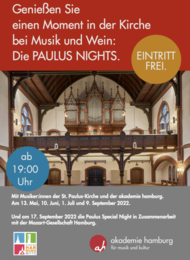 Paulus Nights am 9.9. in der Pauluskirche Heimfeld
